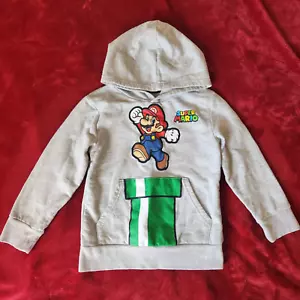 Nintendo Super Mario Bros Boy's Mario Sweater Hoodie Size XS Gray - Picture 1 of 7