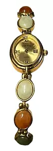 De colección. Reloj Cuarzo Ágata Piedras Preciosas Tono Dorado Nueva Batería y Cierre Hermoso Probado - Imagen 1 de 7
