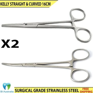 Set of 2 Pcs Hemostats Curved Forceps Kelly 16cm Surgical Locking Artery Forceps - Bild 1 von 7