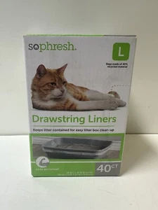 Sophresh Drawstring Liners Keeps Litter Contained 40ct Size Large*Tear Resistant - Picture 1 of 4