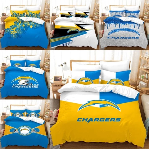 Los Angeles Chargers Quilt/Comforter Cover Pillow Shams Zipper Duvet Cover Set Cover