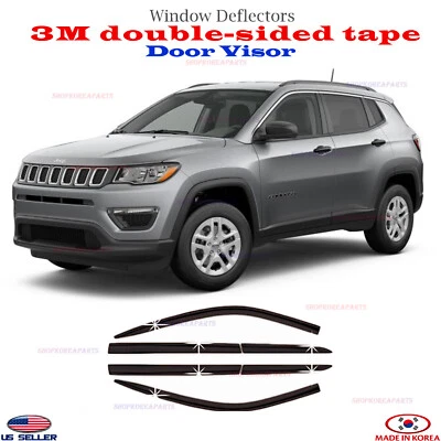 Deflector de ventilación de ventana para visera de puerta ahumada ⭐6 piezas⭐ Se adapta a Jeep Compass 2017-2024 Foto 1 de 3