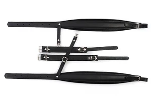 Correas de hombro acordeón cuero genuino de nueva calidad 96,80,72 bajos cinturones negros - Imagen 1 de 6