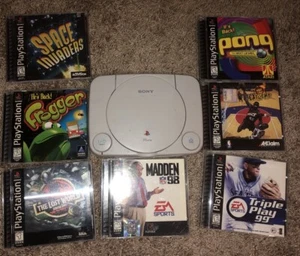 Sony PlayStation 1 Console Only With 7 PS1 Games One Brand New - All Untested - Picture 1 of 9