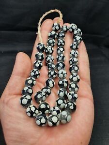 AA Skunk Venetian inspired Trade glass Beads Black Thousand Eye