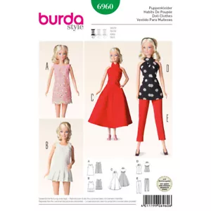 BURDA 6960 DOLLS CLOTHES DRESSES Sewing Pattern 29cm 11.5" Doll Skill: EASY - Picture 1 of 7