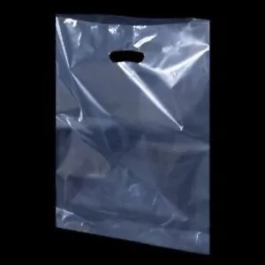 More details for clear plastic handle polythene shopping carrier bags all sizes extra strong 400g