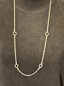 Vintage Retro Silver Tone Chain Necklace, 32" - Picture 1 of 6