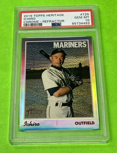 2019 Topps Heritage #725 Ichiro Chrome Refractor /569 Card Graded PSA 10 GEM 💎