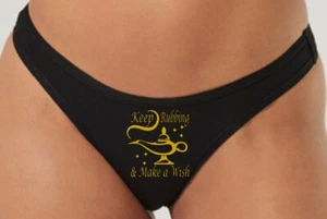 Sexy Panties Thong " Keep Rubbing & Make a Wish " Naughty Funny Genie Magic Lamp - Picture 1 of 5
