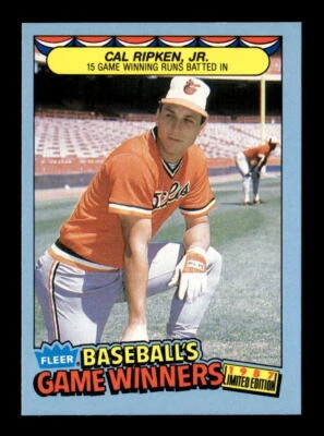 1987 Fleer Game Winners #37 Cal Ripken Jr.    Baltimore Orioles   Baseball - Image 1 of 2