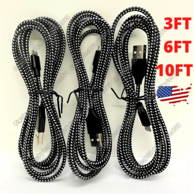 3/6/10FT Micro USB Fast Charging Cable Cord For Samsung LG Android Phone Charger - Image 1 of 4