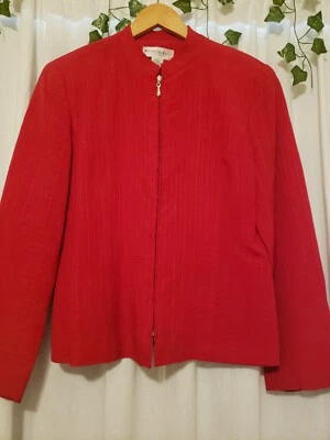 Katherine Kelly VTG Women's Red Jacket Size 10, 100% Silk - Image 1 of 4