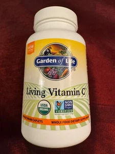 Garden of Life Living Vitamin C 60 Veggie Caplets Dairy-Free, Gluten-Free, No - Picture 1 of 3
