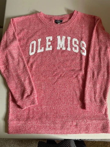 Ole Miss Rebels Sweatshirt Ladies Crewneck Sweatshirt Size XL Red Heather Cover