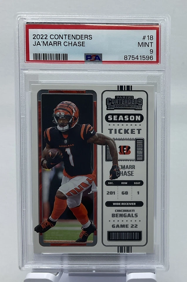 JaMarr Chase PSA 9 - 2022 Panini Contenders Season Ticket -Bengals, LSU, 7-11 - Image 1 of 4