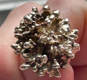 Vintage MCM Brutalist Silver Anemone Abstract Ring Sz 6 Modernist - Picture 1 of 4