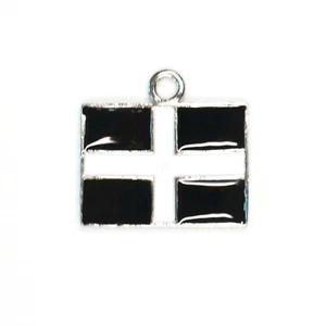Cornish Flag Charms - 21mm x 20mm 5pcs Kernow - Enamel + Silver Tone Southwest - Picture 1 of 4