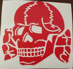 Calcomanía de vinilo troquelada corte troquelado para motociclista calavera alemana apoya a tus forajidos locales - Imagen 1 de 1