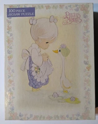 Vintage Golden PRECIOUS MOMENTS Girl with Goose 100pc Jigsaw Puzzle Joyful Noise - Image 1 of 4