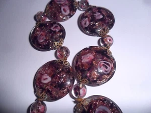 COLLANA GIROCOLLO VINTAGE IN VETRO DI MURANO MURRINE E AVVENTURINA SPLENDIDA!!! - Foto 1 di 11