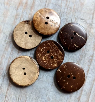 5 Buttons Natural Coconut Shell 25mm 1 inch Craft Supply Bulk Lot Set - Image 1 of 4