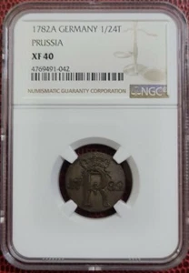1782A GERMANY PRUSSIA 1/24 Thaler NGC XF40 SILVER 0.22 [KM#296] Frederick II - Picture 1 of 7