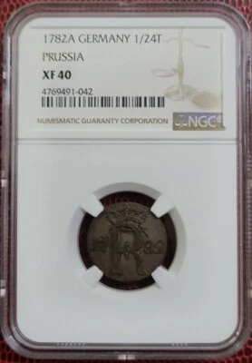 1782A GERMANY PRUSSIA 1/24 Thaler NGC XF40 SILVER 0.22 [KM#296] Frederick II - Image 1 of 4