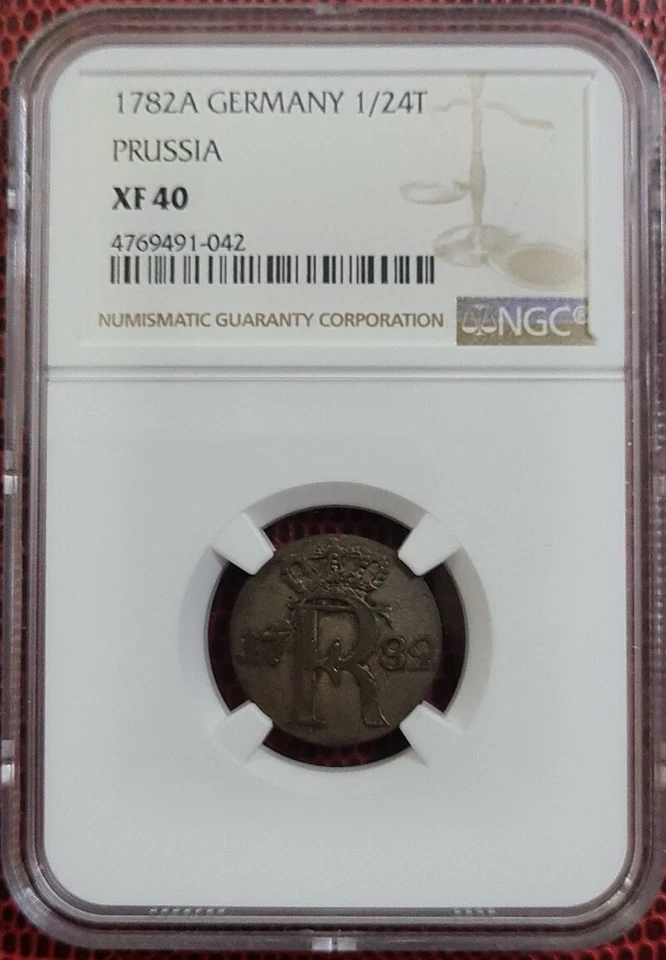 1782A GERMANY PRUSSIA 1/24 Thaler NGC XF40 SILVER 0.22 [KM#296] Frederick II - Image 1 of 4