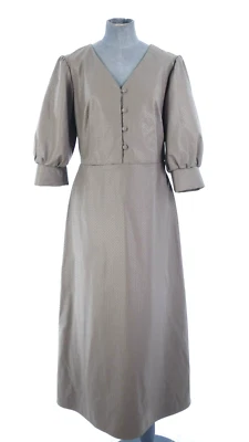 Masterpeace Dress Faux Leather Maxi Midi Intrecciato Taupe Grey Designer size L - Image 1 of 4