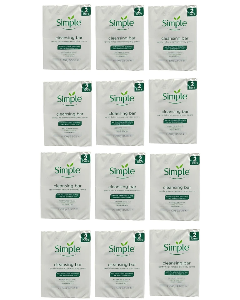 12 Simple Cleansing Soap Bar With Pro-Vitamin B5 Twin Pack 100g  (24 Soaps ) - Image 1 of 4