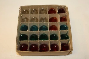 VTG Box of 25 C9 Translucent Christmas Light Bulbs Blue Orange Clear Green Red - Picture 1 of 3