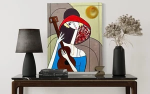 Modern abstract painting of Woman with a guitar. Canvas 75 x 60 cm. - Picture 1 of 5