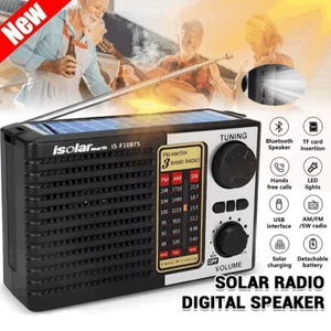 Radio portátil solar FM/AM SW altavoz digital reproductor de MP3 linterna recargable - Imagen 1 de 14