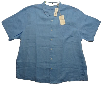 NWT Tommy Bahama B&T 3XB 3XL 100% Linen Short Sleeve Sea Glass Camp Shirt Yonder - Image 1 of 4