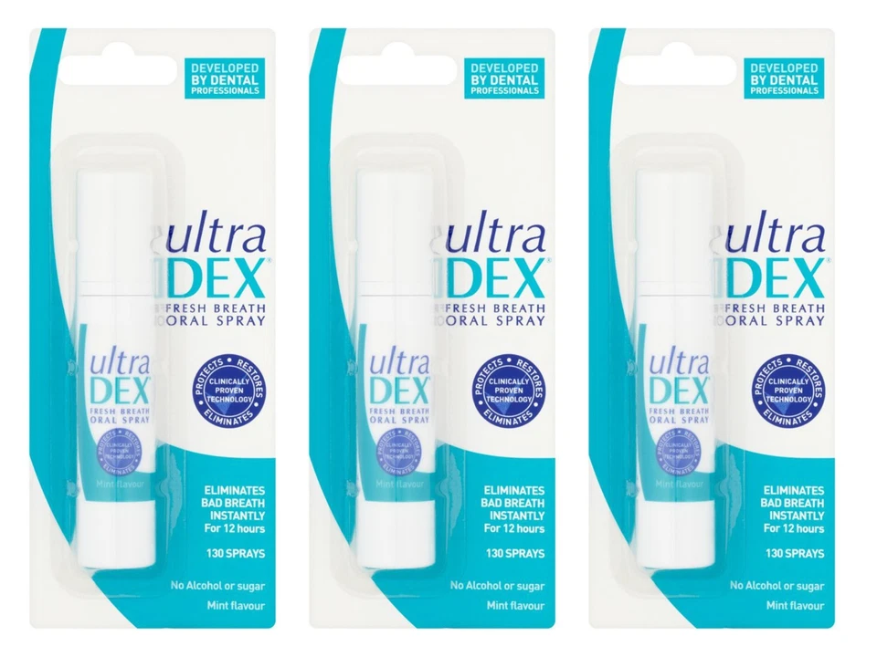 UltraDEX Ultra Dex Alcohol Free Breath Freshner Oral Spray 9ml - Pack of 3