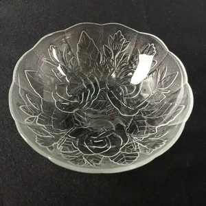 Vintage Pasari Indonesia Livia Rose ciotola in vetro goffrato 6,5" - Foto 1 di 8