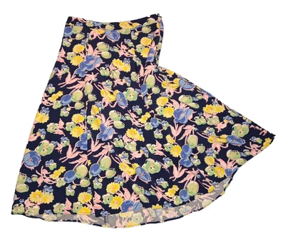 Falda midi floral Talbots larga 6 paneles acampanada rayón cremallera lateral para mujer 8 Foto 1 de 4