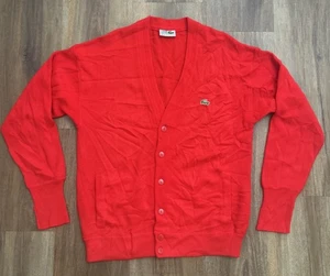 Lacoste Chemise 80's French Lacoste Acrylic Knit Red Cardigan Sz M - Picture 1 of 9