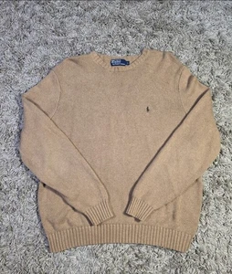 Ralph Lauren Jumper Mens Large Brown Knitted Sweatshirt Crew Neck 100% Cotton - Picture 1 of 9