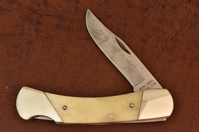 MOORE MAKER MATADOR ТЕХАС СДЕЛАНО В США ГЛАДКАЯ КОСТЬ СРЕДНИЙ ЗАМОК НОЖ (28959) - Изображение 1 из 4