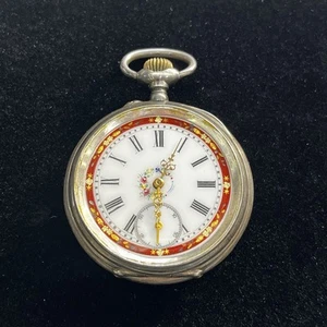 Antique Pocket Watch Sterling Silver Avance Retard Working French Dial - Picture 1 of 6