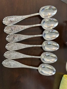 Wood & Hughes 1850 Undine Serving Spoons 6 Incredible Condition None Better Look - Picture 1 of 24