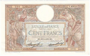 (FR1) 100 Francs LUC OLIVIER MERSON 30-03-1933 Fayette 24.12 100F365 - Imagen 1 de 2
