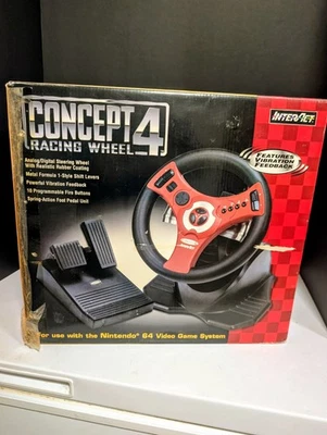 Volante e pedais de corrida InterAct Concept 4 para Nintendo 64 N64 novos - Imagem 1 de 4