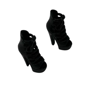 Barbie Moda Negro Punta Abierta Tacón Alto Zapatos Accesorio Se Adapta a Muñeca Barbie 11.5" - Imagen 1 de 6