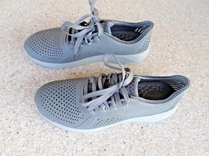 Crocs LiteRide Pacer Gray Perforated Rubber Lace Up Casual Shoes. Men's 10 - Picture 1 of 7