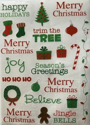 FELICES FIESTAS Palabras para frotar (4,5”x6,5”) Navidad•Saludos de temporada•Fabricación de tarjetas• Foto 1 de 4