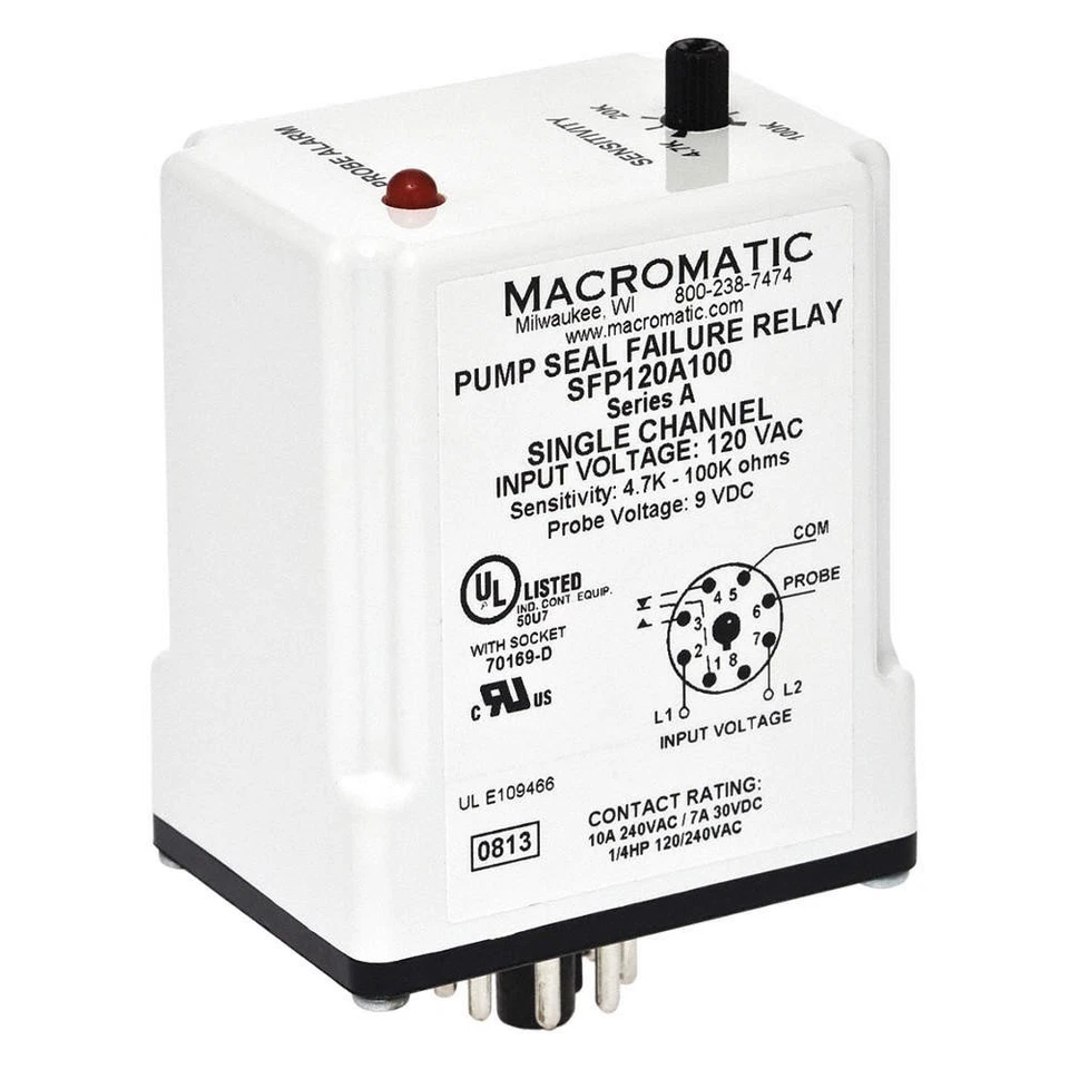 MACROMATIC SFP120A100 Pump Seal Failure Relay, 120VAC 5WMJ7 - Image 1 of 1