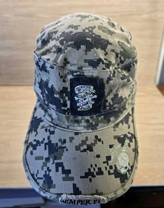 United States Marine Corps Skull Semper Fi Sacrifice Hat Digital Camo Distressed - Picture 1 of 9